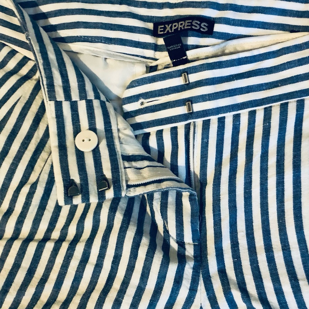 Express Navy and White Striped Button-Up - Picture 2 of 8